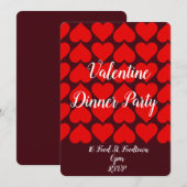 バレンタインハートの遊び心あるディナーパーティー 招待状 (正面/裏面)