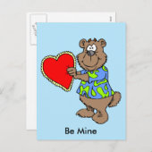 バレンタインハートはがき付き漫画の熊 シーズンポストカード (正面/裏面)