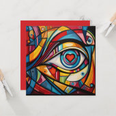 バレンタインハートアイ抽象芸術アート カード (正面/裏面インサイチュ)