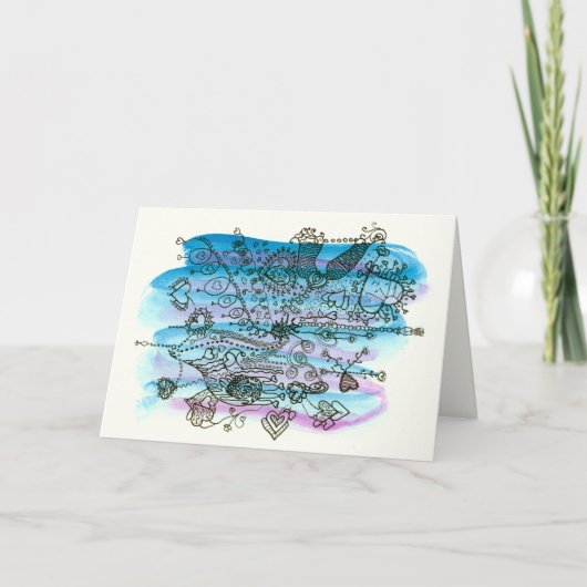 バレンタインハートオン青と紫カスタマイズ可能 シーズンカード (正面)