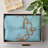 バレンタインハートカウトお洒落ティール（緑がかった色）デコパージ 薄葉紙 (ギフト)