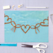 バレンタインハートカウトお洒落ティール（緑がかった色）デコパージ 薄葉紙 (クラフト)