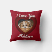 バレンタインハートカスタムの愛犬の写真名オン赤 クッション (裏面)