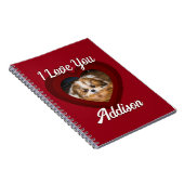 バレンタインハートカスタムの愛犬の写真名オン赤 ノートブック (右側)