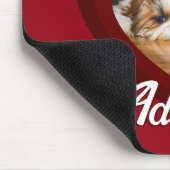 バレンタインハートカスタムの愛犬の写真名オン赤 マウスパッド (コーナー)