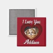 バレンタインハートカスタムの愛犬の写真名オン赤 マグネット (正面/裏面)