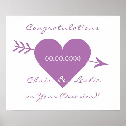 バレンタインハートカスタム結婚式/記念日ポスター ポスター (正面)