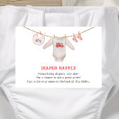 バレンタインハートガールベビーシャワーおむつラッフル エンクロージャーカード