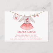 バレンタインハートガールベビーシャワーおむつラッフル エンクロージャーカード (正面)