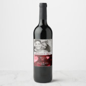 バレンタインハートシルバーリボン ワインラベル (正面)