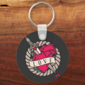 バレンタインハートタトデザイン キーホルダー (正面)
