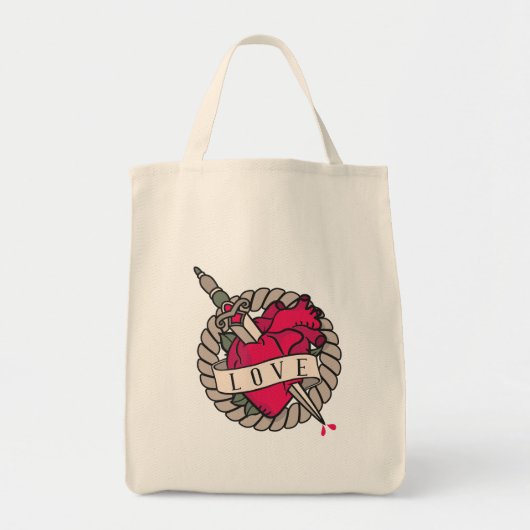 バレンタインハートタトデザイン トートバッグ (正面)