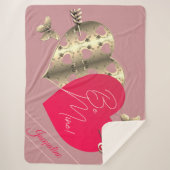 バレンタインハートダスティピンクシェルパブランケット シェルパブランケット (正面)