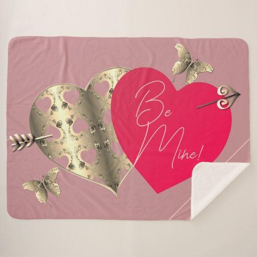 バレンタインハートダスティピンクシェルパブランケット シェルパブランケット (正面(横))
