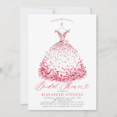 バレンタインハートドレエレガントスボウブライダルシャワー 招待状 (正面)