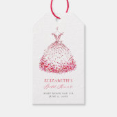 バレンタインハートドレスボウエレガントブライダルシャワー ギフトタグ (正面)
