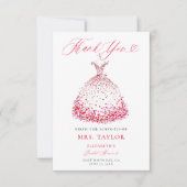 バレンタインハートドレスボウブライダルシャワーありがとう サンキューカード (正面)