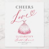 バレンタインハートドレス　ホワイトデーやそれ以降も愛を祝う華やかなブライダルシャワー ワインラベル (シングルラベル)