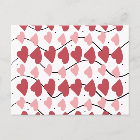 バレンタインハートドードルドットパターン ポストカード (正面)