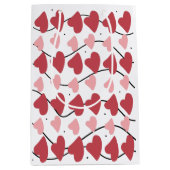 バレンタインハートドードルドットパターン ミディアムペーパーバッグ (正面)