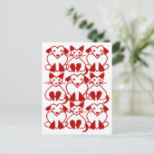 バレンタインハートネコとドッグピンクレッドペットのはがき シーズンポストカード (スタンド正面)