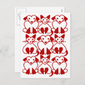 バレンタインハートネコとドッグピンクレッドペットのはがき シーズンポストカード (正面/裏面)