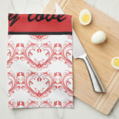 バレンタインハートハンドタオル キッチンタオル (四つ折り)