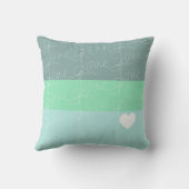 バレンタインハートハンドドロッドラブブルーグリーン クッション (裏面)