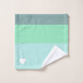 バレンタインハートハンドドロッドラブブルーグリーン バスタオルセット (ウォッシュタオル)