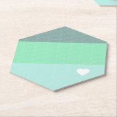 バレンタインハートハンドドロッドラブブルーグリーン ペーパーコースター (アングル)