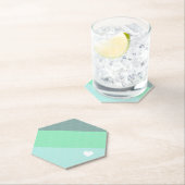 バレンタインハートハンドドロッドラブブルーグリーン ペーパーコースター (インサイチュ)