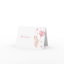 バレンタインハートバニーベビーシャワーサンキューカード