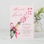 バレンタインハートバブーブリーブランチピンクブライダルシャワー 招待状 (スタンド正面)