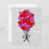 バレンタインハートバルーンイラストレーション シーズンポストカード (正面/裏面)