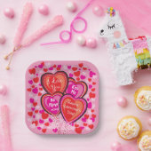 バレンタインハートバルーンスクエア紙パーティープレート ペーパープレート (パーティー)