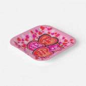 バレンタインハートバルーンスクエア紙パーティープレート ペーパープレート (傾斜あり)