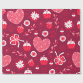 バレンタインハートパターンのラッピング紙 ラッピングペーパー (フラット)