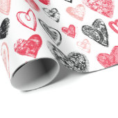 バレンタインハートパターンラッピング紙 ラッピングペーパー (ロールコーナー)