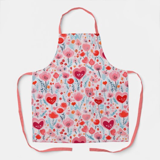 バレンタインハートパターンラブ エプロン (正面)