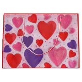 バレンタインハートパターン（ピンク赤紫） ラージペーパーバッグ (正面)