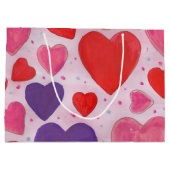 バレンタインハートパターン（ピンク赤紫） ラージペーパーバッグ (裏面)