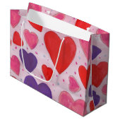 バレンタインハートパターン（ピンク赤紫） ラージペーパーバッグ (正面アングル)