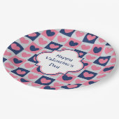 バレンタインハートパターン ペーパープレート (アングル)