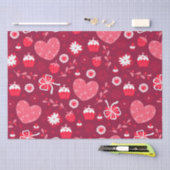 バレンタインハートパターン 薄葉紙 (クラフト)