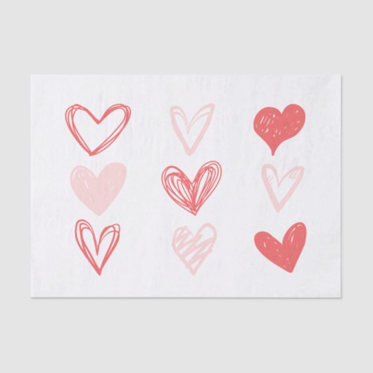 バレンタインハートピンクミニマリストモダン 薄葉紙 (正面)