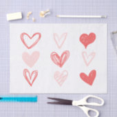 バレンタインハートピンクミニマリストモダン 薄葉紙 (クラフト)