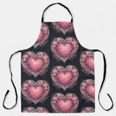 バレンタインハートピンクラブフラワーズオーナメント エプロン (正面)