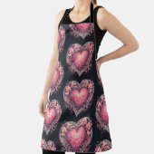 バレンタインハートピンクラブフラワーズオーナメント エプロン (インサイチュ)