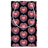 バレンタインハートピンクラブフラワーズオーナメント スモールペーパーバッグ (裏面)