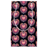 バレンタインハートピンクラブフラワーズオーナメント スモールペーパーバッグ (正面)